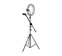 Напольная стойка штатив JBH-G111 с кольцевой RGB лампой 26 см, крючком для противовеса и держателем телефона для горизонтальной съемки