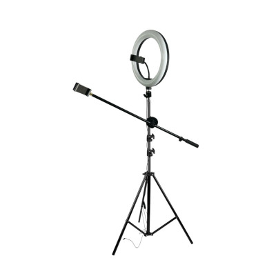 Кольцевая лампа JBH-4826 со штативом, журавлем, двумя держателями телефона, шарниром, диаметр 26 см
