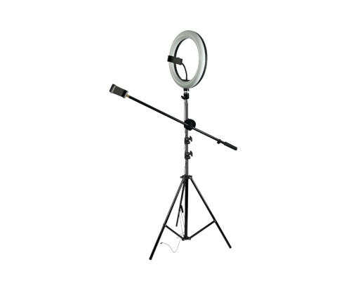 Кольцевая лампа JBH-4826 со штативом, журавлем, двумя держателями телефона, шарниром, диаметр 26 см