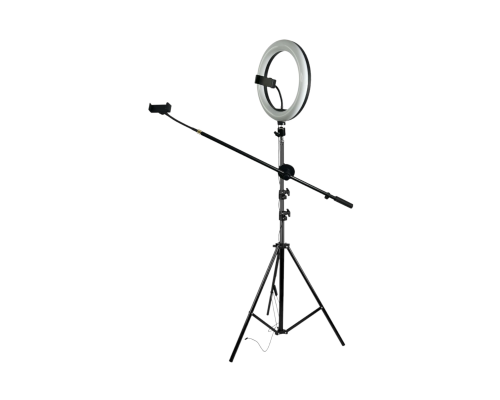 Кольцевая лампа JBH-4810 со штативом, журавлем, гибкими держателями телефона, шарниром, диаметр 26 см