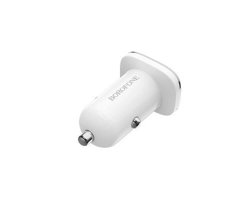 Автомобильная зарядка Borofone BZ12, MicroUSB, 2.4А, белый