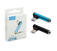 Переходник P-09 USB Type-C (m) — mini jack 3.5 mm, голубой