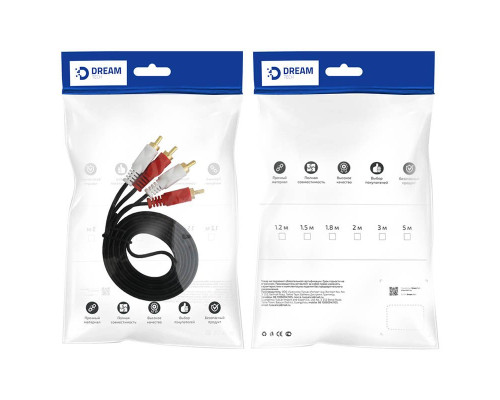Кабель Dream 2 x RCA (M) — 2 x RCA (M), черный
