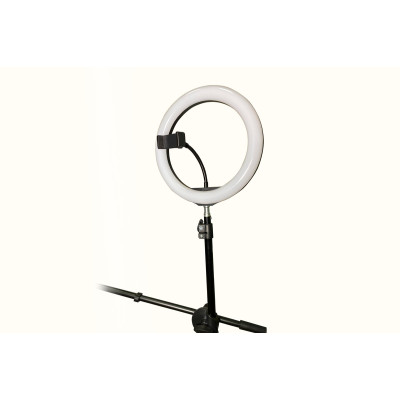 Напольная стойка штатив JBH-G112 с кольцевой RGB лампой 30 см, крючком для противовеса и держателем телефона для горизонтальной съемки