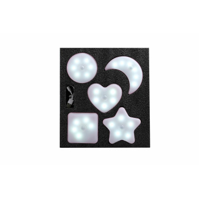 Светодиодные светильники с датчиком движения на аккумуляторе розовые, 5 шт.