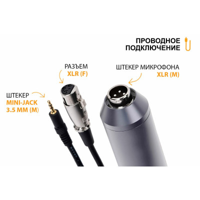 Кабель XLR-Jack 3.5 для микрофона, 10 м