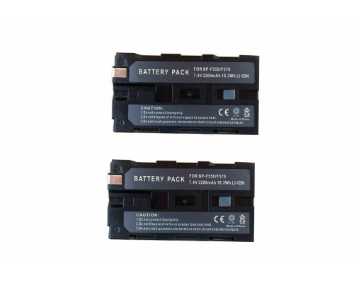 Аккумуляторы LI-ION серии NP-F550/F570 для видеокамеры Sony и светодиодной панели 7.4 В 2200 мАч, комплект 2 шт.
