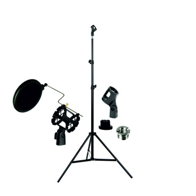 Напольная стойка JBH-G123 с поп-фильтром диаметром 10 см пластиковым держателем паук и держателем бочонок для микрофона