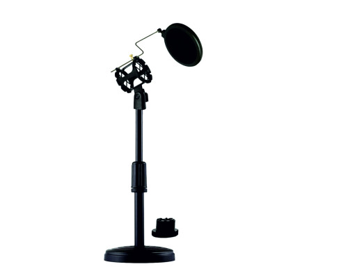 Пластиковый держатель паук диаметром 2-4 см с поп-фильтром 10 см на настольной стойке с резьбой 3/8