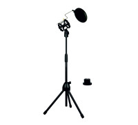 Напольная стойка штатив ML-05 с пластиковым держателем паук и поп-фильтром диаметром 10 см для микрофона