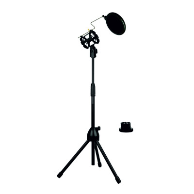 Напольная стойка штатив ML-05 с пластиковым держателем паук и поп-фильтром диаметром 10 см для микрофона