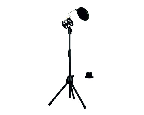 Напольная стойка штатив ML-05 с пластиковым держателем паук и поп-фильтром диаметром 10 см для микрофона