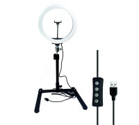Кольцевая лампа 30 см для горизонтальной съемки на настольном штативе с держателем телефона