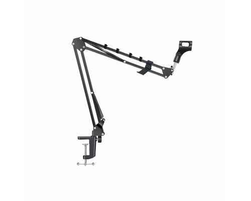 Пантограф NBS-N1 на усиленной струбцине с держателем для микрофона "бочонок" и держателем для наушников