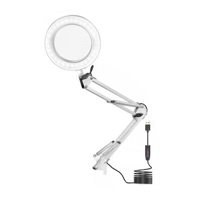  Лампа лупа светодиодная LN-22W1 белая на пантографе без струбцины