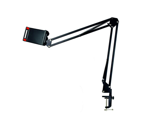 Настольная стойка пантограф NBS-P182 с усиленной струбциной для телефона и планшета шириной до 18 см