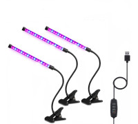 Фитолампа светодиодная для растений с регулируемым зажимом, 1 панель, 3 шт