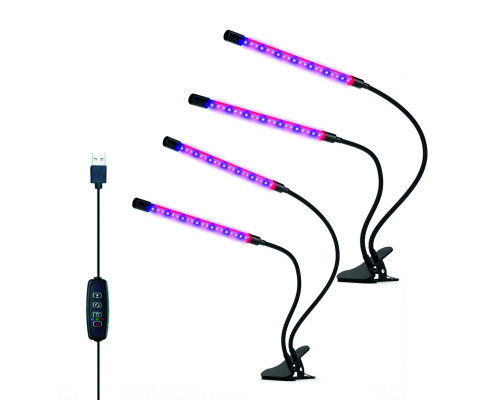 Фитолампа из 2 панелей, светодиодный светильник для растений с регулируемым зажимом, 2 шт
