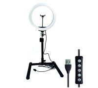 Кольцевая лампа RGB 30 см для горизонтальной съемки на настольном штативе с держателем телефона