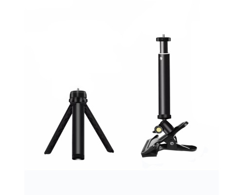 Трипод тренога с телескопическим удлинителем и прищепкой с пластиковым шарниром
