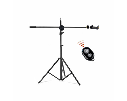Напольная стойка штатив для съемки сверху JBH-G1B с держателем для телефона и кнопкой Bluetooth