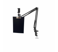 Усиленная стойка пантограф ST-DK с держателем для телефона на шарнире и планшетом A4 с зажимом, на усиленной струбцине