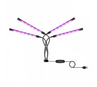 Фитолампа светодиодная, светильник для растений с креплением на штатив с резьбой 1/4’’ и пультом на проводе, 4 панели