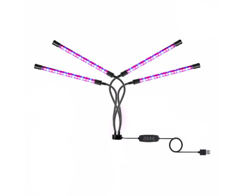 Фитолампа светодиодная, светильник для растений с креплением на штатив с резьбой 1/4’’ и пультом на проводе, 4 панели