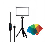 Портативная светодиодная LED панель с цветными фильтрами RAG-2, на настольной треноге с шарниром и телескопическим удлинителем