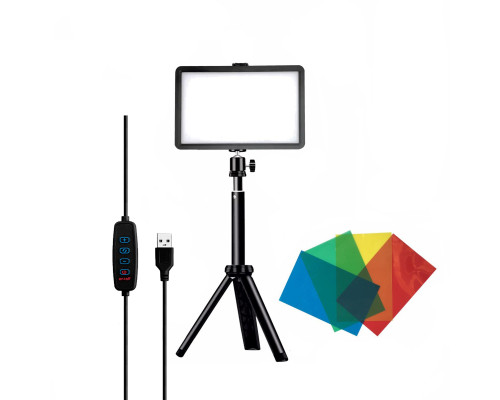 Портативная светодиодная LED панель с цветными фильтрами RAG-2, на настольной треноге с шарниром и телескопическим удлинителем