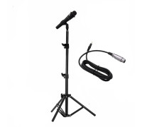 Конденсаторный микрофон E300 с кабелем XLR - Jack 2.5 м на напольной стойке с держателем для ручного микрофона с резьбой 3/8, черный