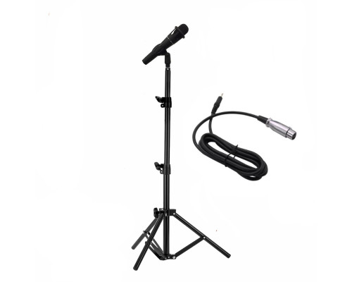 Конденсаторный микрофон E300 с кабелем XLR - Jack 2.5 м на напольной стойке с держателем для ручного микрофона с резьбой 3/8, черный