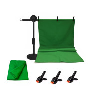 Настольная стойка ZM-63FP с фоном хромакей тканевый 0.5х1 м и прищепкой-зажимом, 3 шт в комплекте 