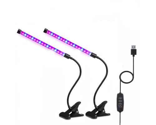 Фитолампа светодиодная для растений с регулируемым зажимом, 1 панель, 2 шт