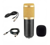 Конденсаторный микрофон BM-800, черно-золотой, с кабелем XLR (M) - XLR (F), 1.5 м и кабелем XLR-Jack 3.5, 1,5 м