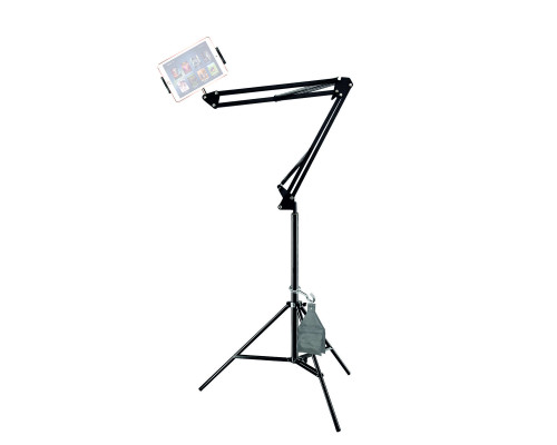 Напольная стойка пантограф JBST-8354K с крючком для противовеса с держателем для планшета шириной до 25 см 