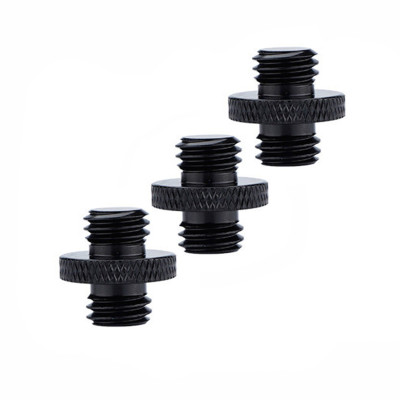 Металлический переходник с резьбой (M) 3/8’’ - (M) 3/8’’ для фотоаксессуаров, черный, 3 шт