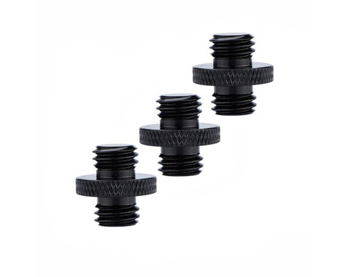 Металлический переходник с резьбой (M) 3/8’’ - (M) 3/8’’ для фотоаксессуаров, черный, 3 шт