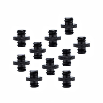 Металлический переходник с резьбой (M) 3/8’’ - (M) 3/8’’ для фотоаксессуаров, черный, 10 шт