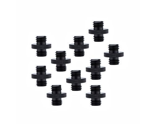 Металлический переходник с резьбой (M) 3/8’’ - (M) 3/8’’ для фотоаксессуаров, черный, 10 шт