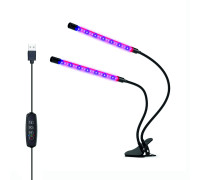 Фитолампа светодиодная для растений с регулируемым зажимом, 2 лампы