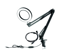 Настольная светодиодная лампа лупа LN-33U30 на усиленной струбцине с доп. удлинителем кабеля 3 м, черная