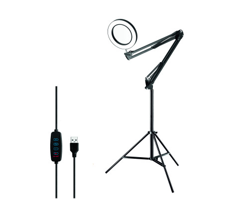 Напольная светодиодная лампа лупа LN-334JB на треноге JBH, черная