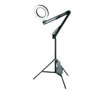 Напольная светодиодная лампа лупа LN-335JBK на треноге JBH с крючком для противовеса, черная