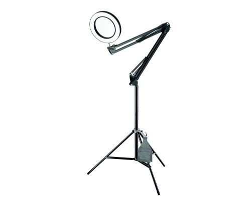 Напольная светодиодная лампа лупа LN-335JBK на треноге JBH с крючком для противовеса, черная