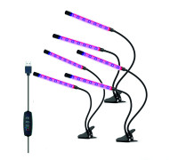 Фитолампа из 2 панелей, светодиодный светильник для растений с регулируемым зажимом, 3 шт