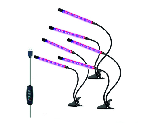 Фитолампа из 2 панелей, светодиодный светильник для растений с регулируемым зажимом, 3 шт