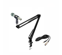 Динамический вокальный микрофон TMHK-1, кабель 2м XLR-Jack 3.5, с держателем «бочонок» на пантографе KGS с усиленной струбциной