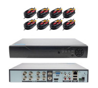 Комплект AHD видеонаблюдения на 8 камер (4 камеры для улицы, 4 камеры для помещения)  2Mп