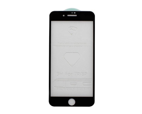 Защитное стекло для iPhone 8 Plus полная проклейка черное с салфеткой и стикером, в комплекте 2 шт